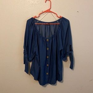 Unique Spectrum shoulder draped shirt with tie sleeves